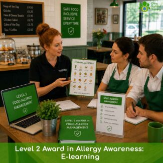 QNUK Level 2 Award in Allergy Awareness: online training for food businesses. Covers the 14 major allergens, Natasha's Law, cross-contamination prevention and customer communication