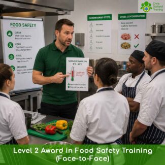 QNUK-accredited Level 2 Award in Food Safety for Catering, delivered face to face. For food handlers in catering, hospitality and retail. Accepted by local authority Environmental Health Officers