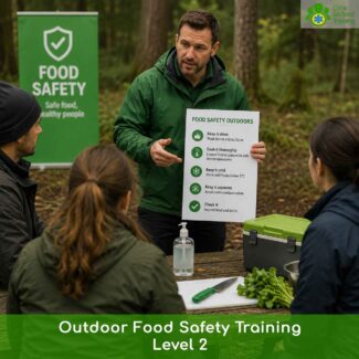 Level 2 Food Safety for those working in outdoor catering environments: forest school leaders, bushcraft instructors, park rangers, scout and guide leaders. Face to face. Meets UK and EU legal requirements