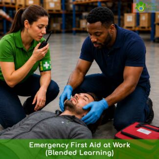 QNUK-accredited Emergency First Aid at Work via blended learning: approximately 2 hours of online pre-learning followed by a full classroom assessment day. The same qualification as our face-to-face EFAW, with less time away from work