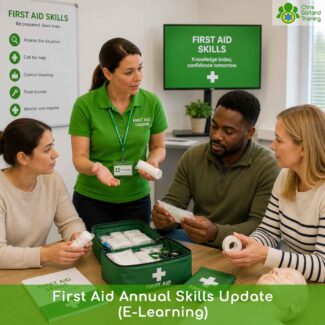 Online first aid annual skills update for trained first aiders. Refreshes core knowledge and brings you up to date with the latest guidance. HSE strongly recommends annual refresher training between certificates.