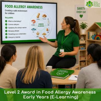 Ofqual-accredited allergen awareness training specifically designed for early years catering and childcare staff. Covers Natasha's Law, the 14 major allergens, legal obligations and what to do in a suspected allergy incident.