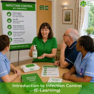CPD-approved online infection control course. Covers the chain of infection, standard precautions, hand hygiene, PPE, waste management and the impact of good infection control in care settings.