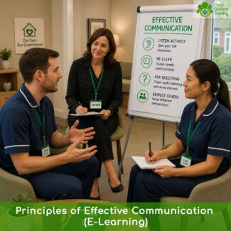 CPD-approved online communication training particularly suited to those in adult social care. Covers verbal and non-verbal communication, identifying and reducing barriers, and ensuring understanding