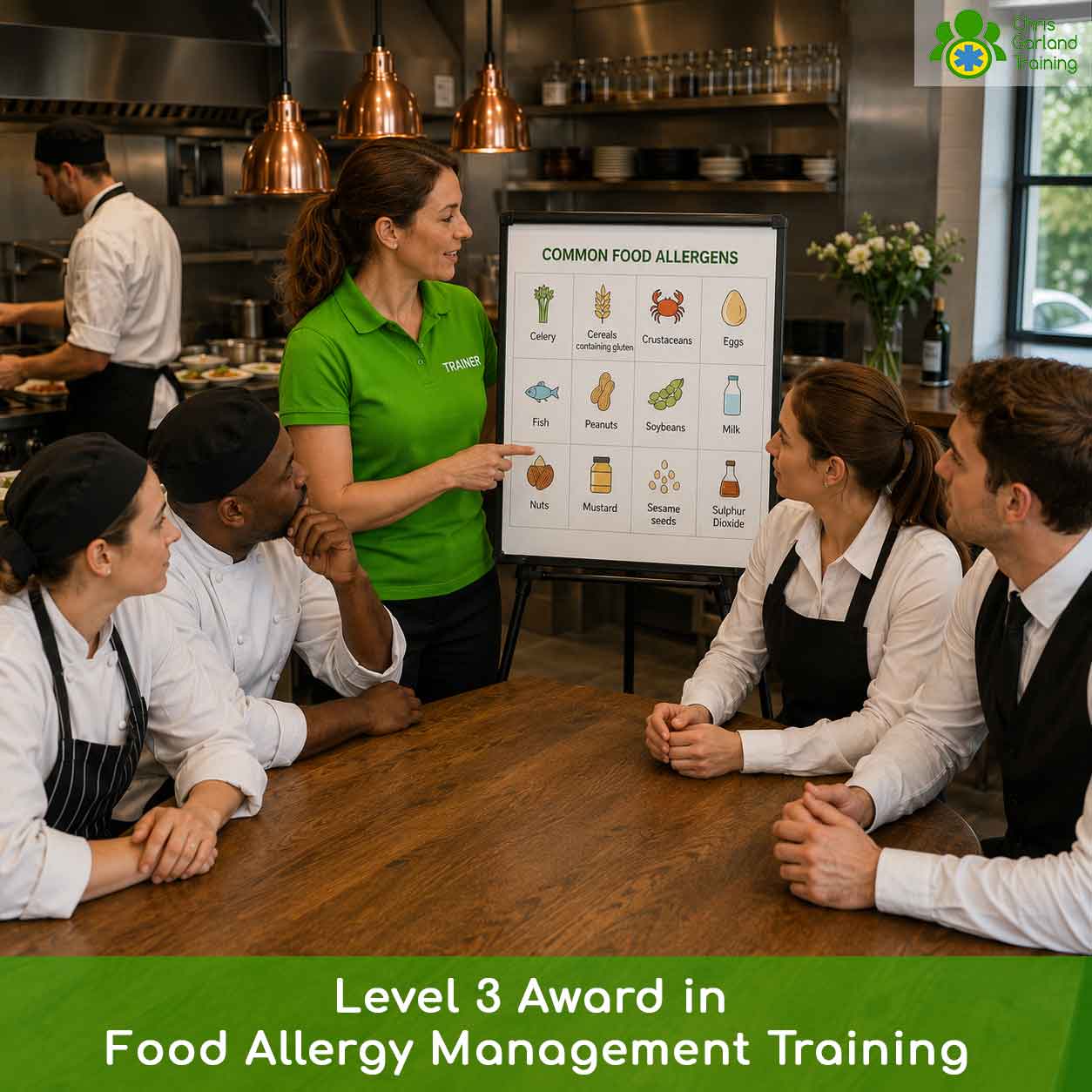 Level 3 Award in Food Allergy Management: online training for food business managers. Covers allergen law, PPDS labelling, management systems, supplier control and staff training obligations