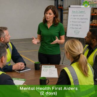 An Ofqual-regulated, 2-day qualification for designated workplace Mental Health First Aiders. Covers the full range of mental health conditions, crisis response, harmful coping and suicidal ideation. Supports compliance with the Health and Safety (First Aid) Regulations 1981.