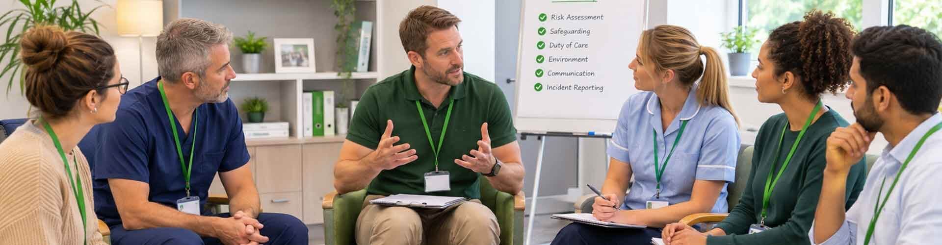 Workplace mental health training workshop discussing employee wellbeing in an office.